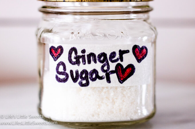 Ginger sugar in a small mason jar