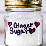 Homemade Ginger Sugar Recipe in a mason jar with a golden lid