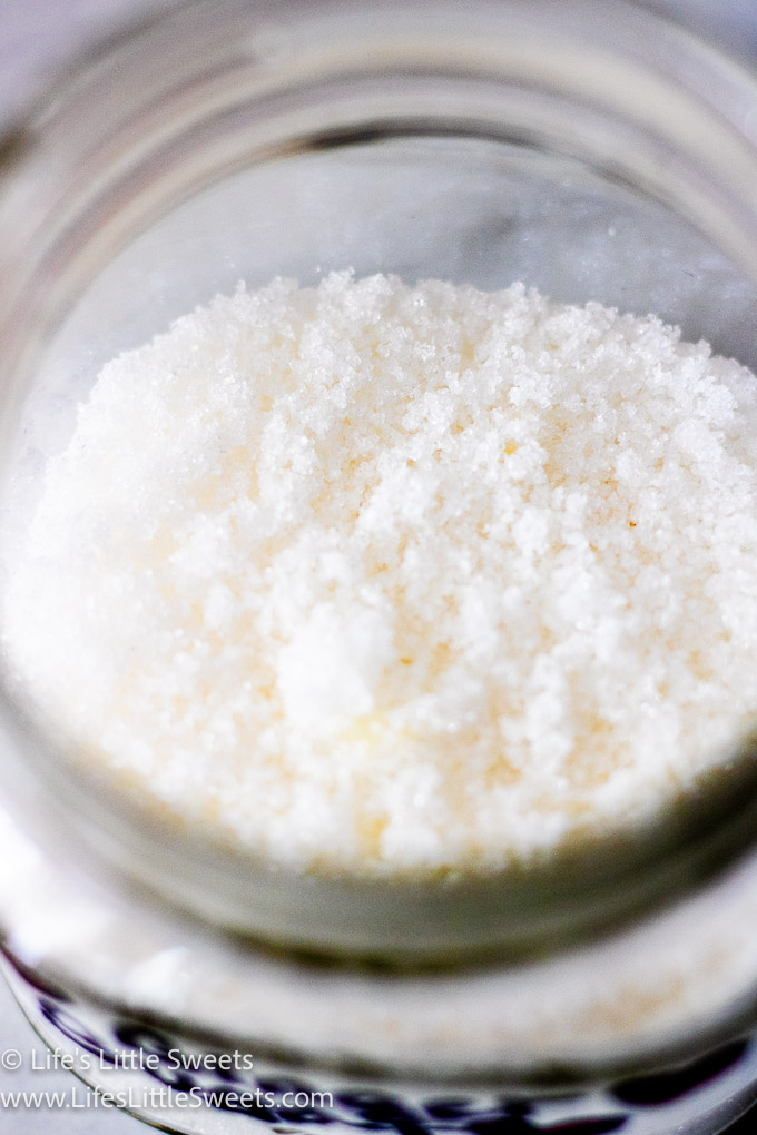 White ginger sugar in a clear mason jar